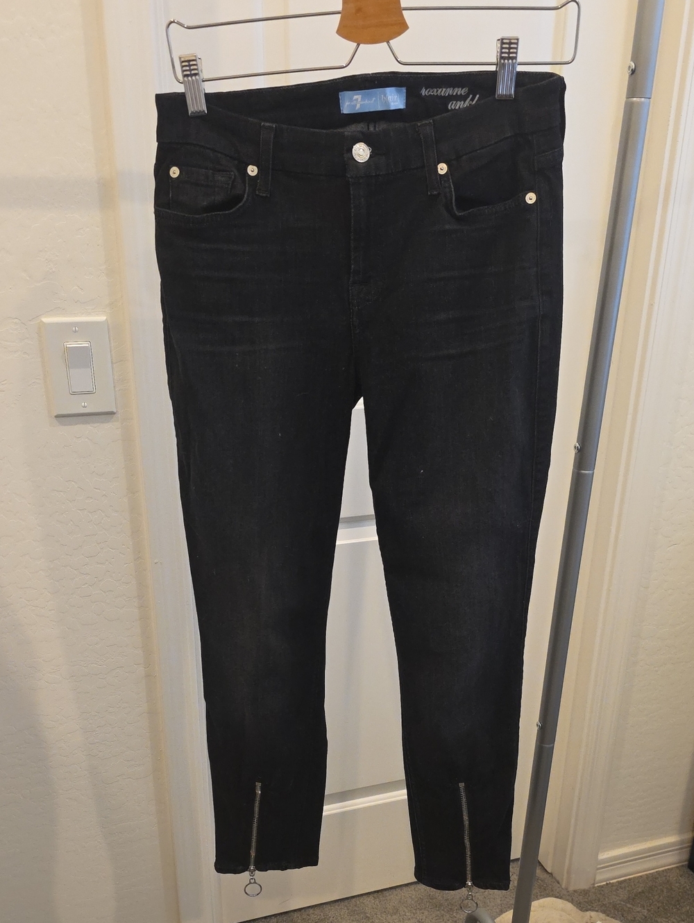 7 For All Mankind Roxanne Ankle B(air) Jeans ) Skinny Jeans Black Waist 7